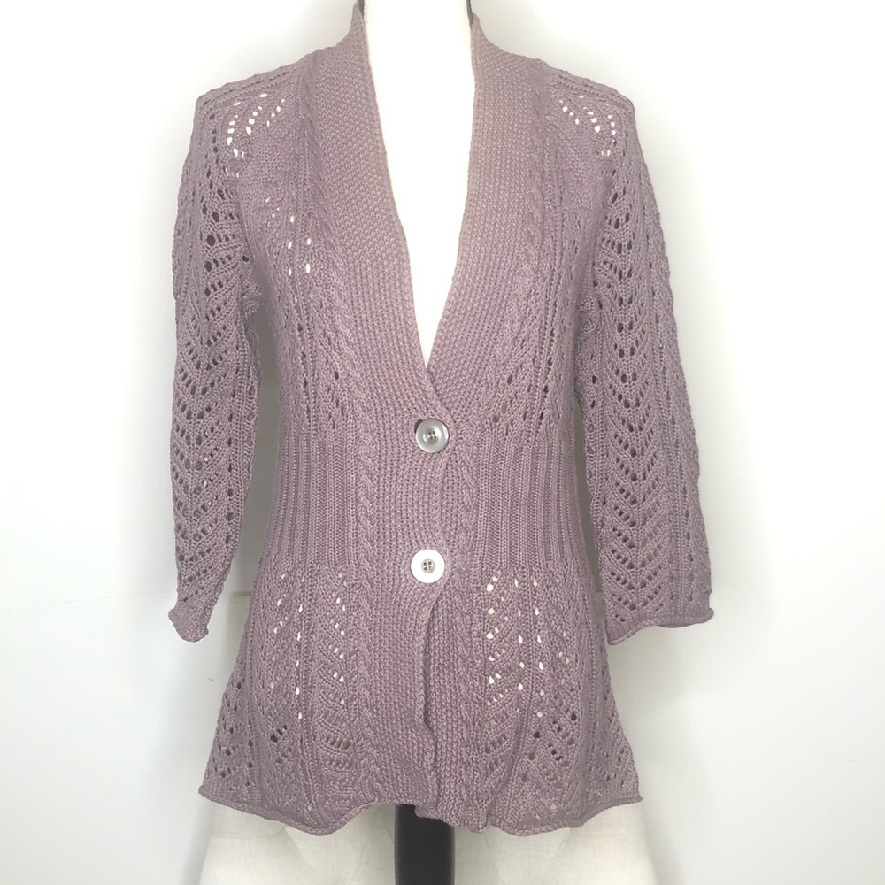 Eddie Bauer Button Down Crochet Sweater Sz M